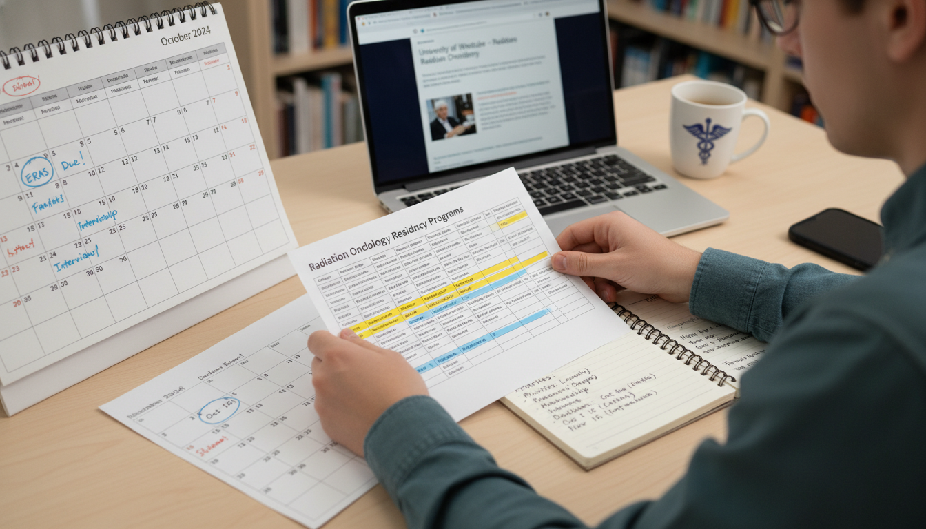 Medical graduate planning residency applications with program list and calendar - DO graduate residency for Program Selection