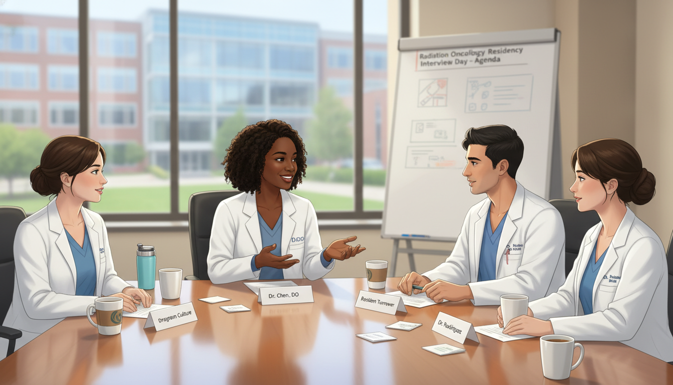 Radiation oncology resident interview day with applicants discussing program culture Radiation oncology resident interview day with applicants discussing program culture - DO graduate residency for Resident Tur