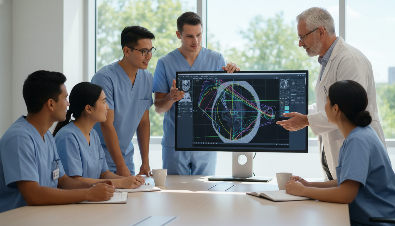 Radiation oncology resident collaborating with interdisciplinary team Radiation oncology resident collaborating with interdisciplinary team - DO graduate residency for Work-Life Balance Assessmen