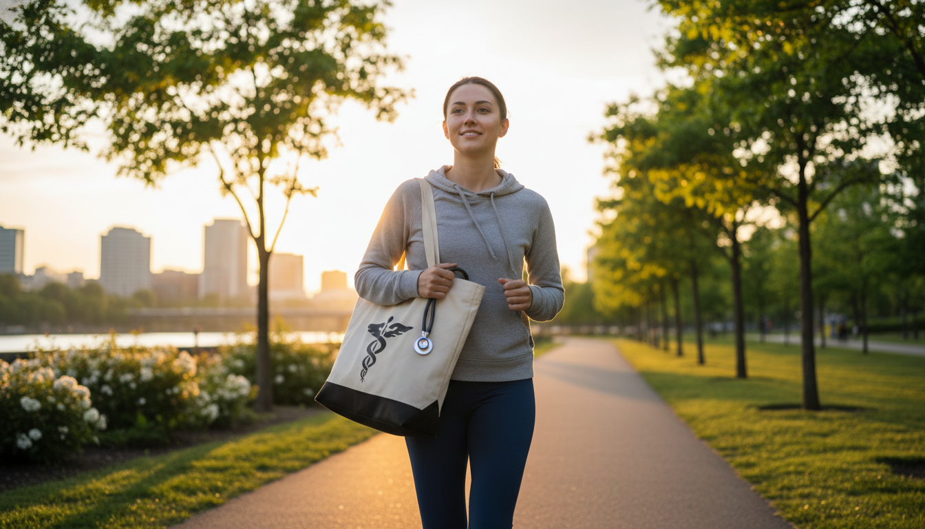 Radiation oncology resident enjoying time outdoors after work Radiation oncology resident enjoying time outdoors after work - DO graduate residency for Work-Life Balance Assessment for DO