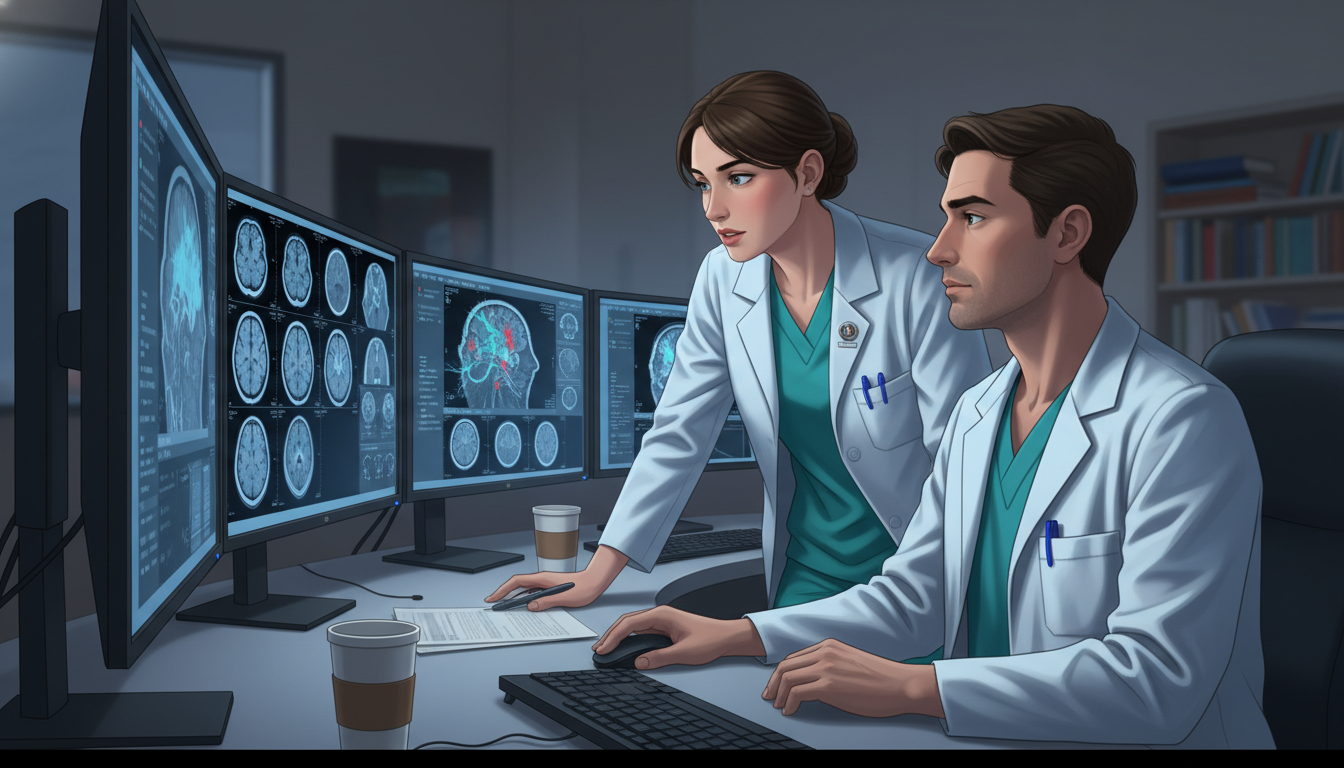 Diagnostic radiology resident in reading room with mentor - DO graduate residency for Fellowship Preparation for DO Graduate