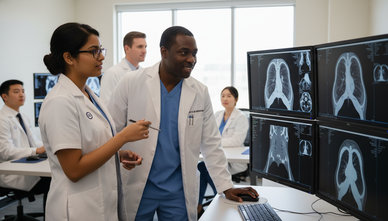 Medical student working closely with radiology attending during CT review - DO graduate residency for Letters of Recommendati