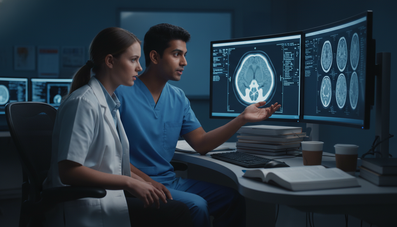 Radiology Resident Teaching DO Student at PACS Workstation - DO graduate residency for Low Step Score Strategies for DO Gradu