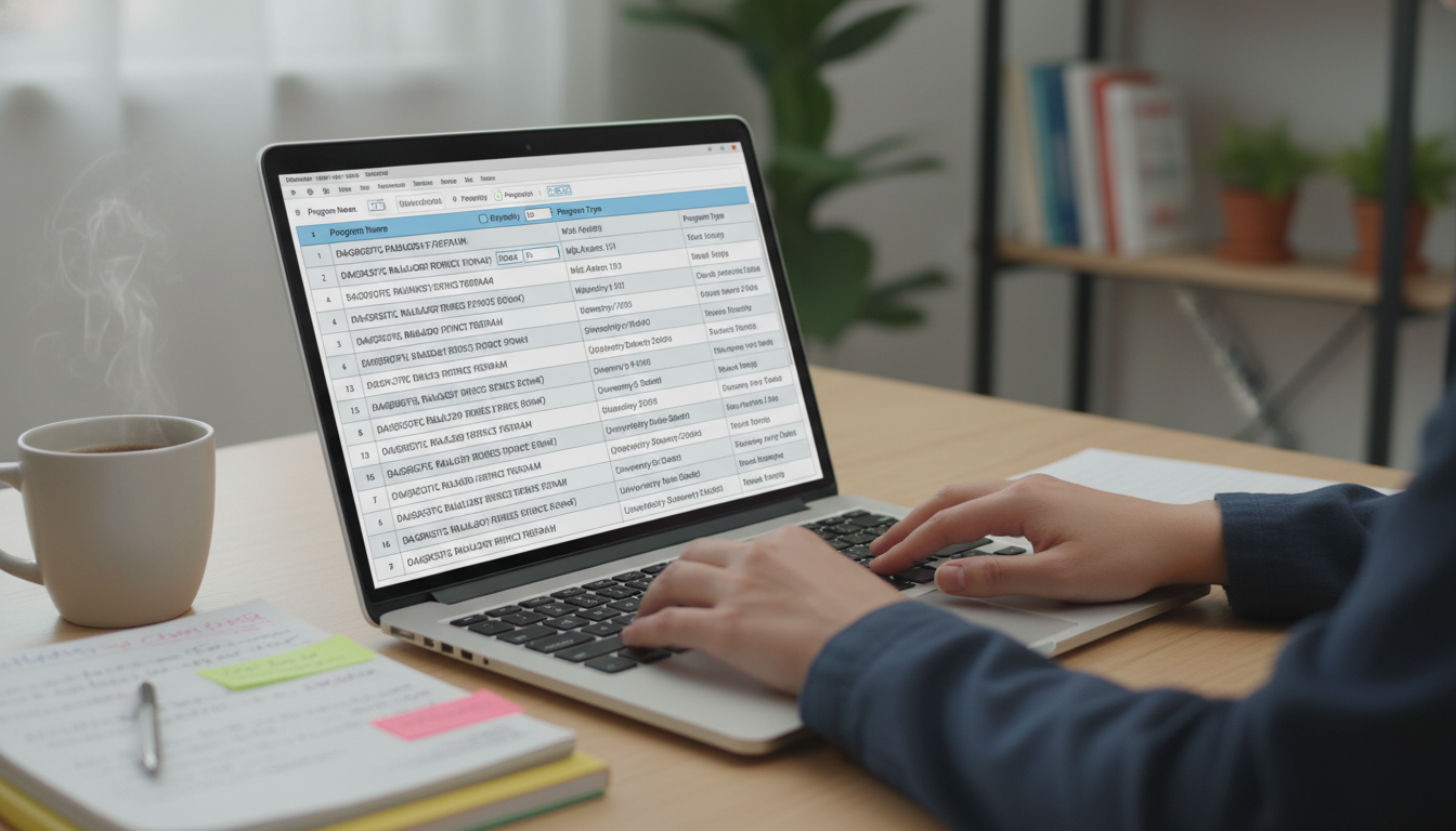 Resident comparing diagnostic radiology residency programs on a laptop - DO graduate residency for Program Selection Strategy