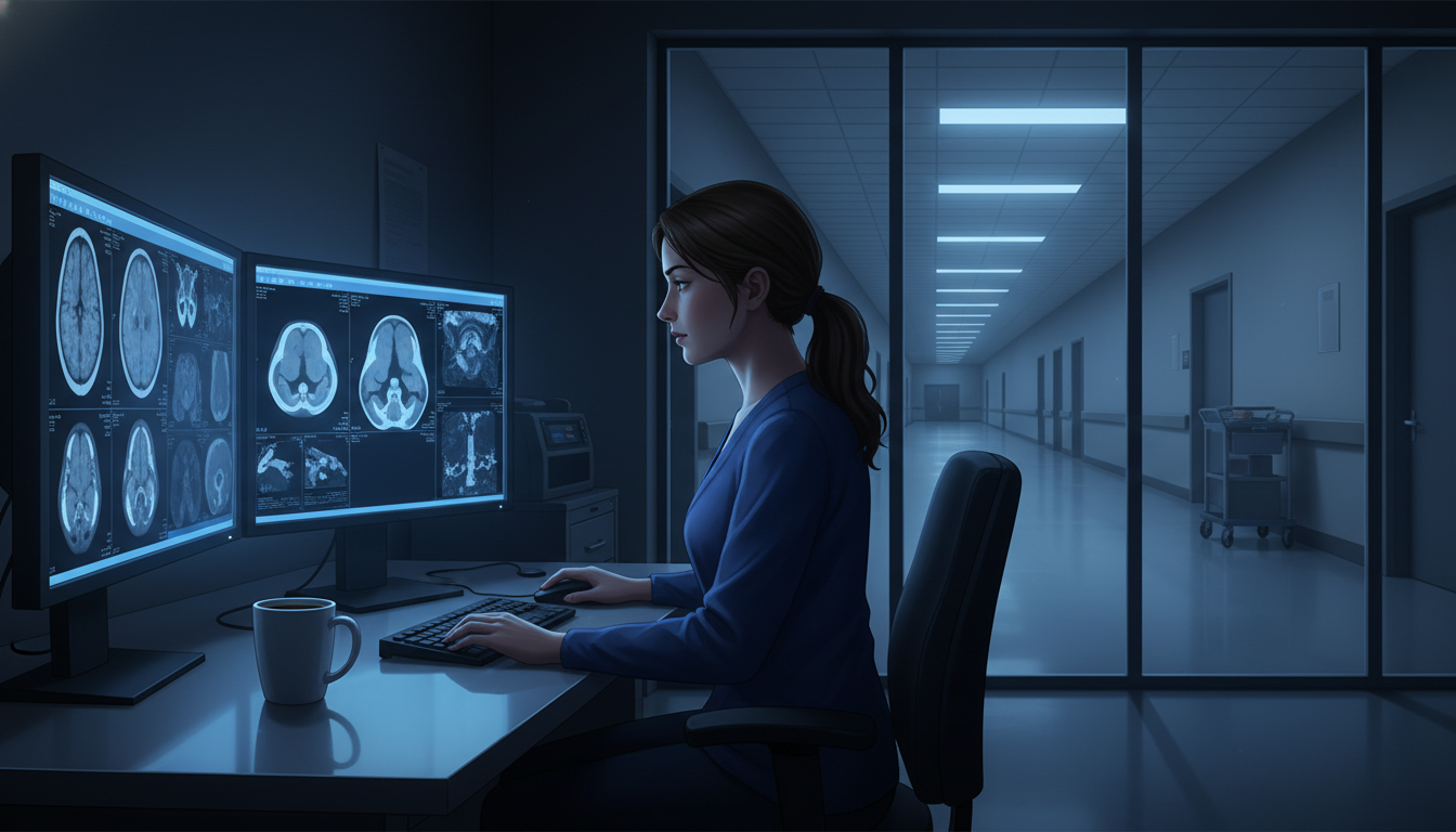 Radiology resident on night float interpreting emergency scans Radiology resident on night float interpreting emergency scans - DO graduate residency for Work-Life Balance Assessment for D