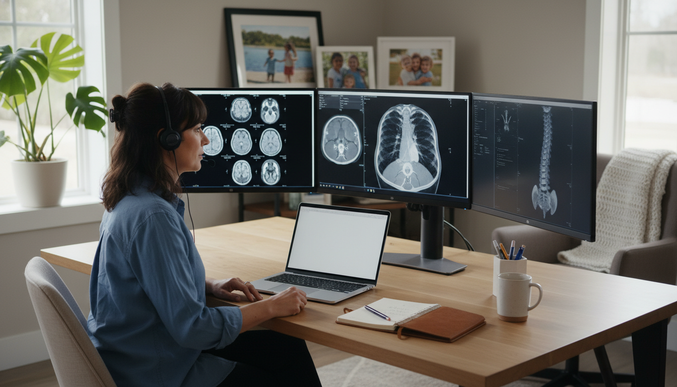 Diagnostic radiologist working remotely from home office Diagnostic radiologist working remotely from home office - DO graduate residency for Work-Life Balance Assessment for DO Grad