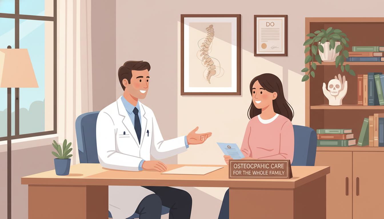 DO physician in private practice clinic consulting with a patient DO physician in private practice clinic consulting with a patient - DO graduate residency for Academic vs Private Practice fo