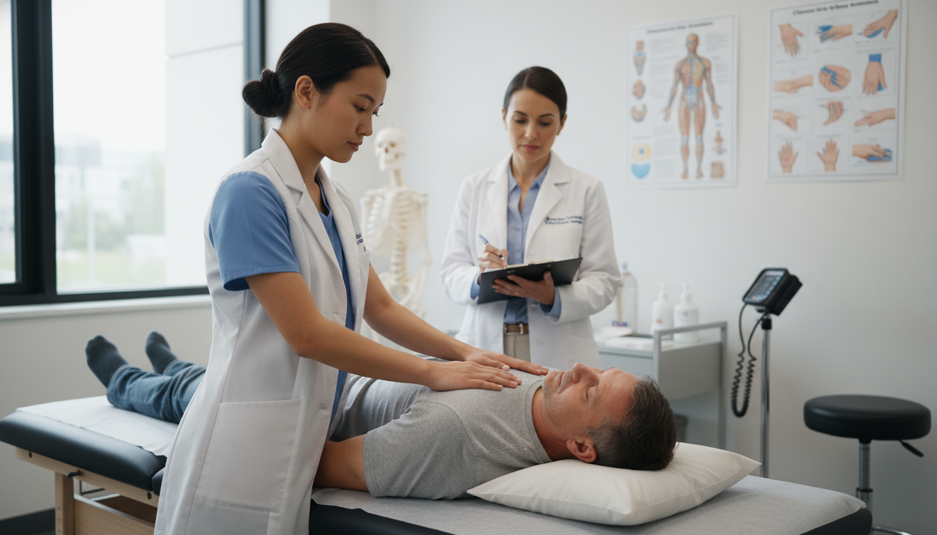 Osteopathic student practicing OMM and clinical skills - DO graduate residency for Low Step Score Strategies for DO Graduate