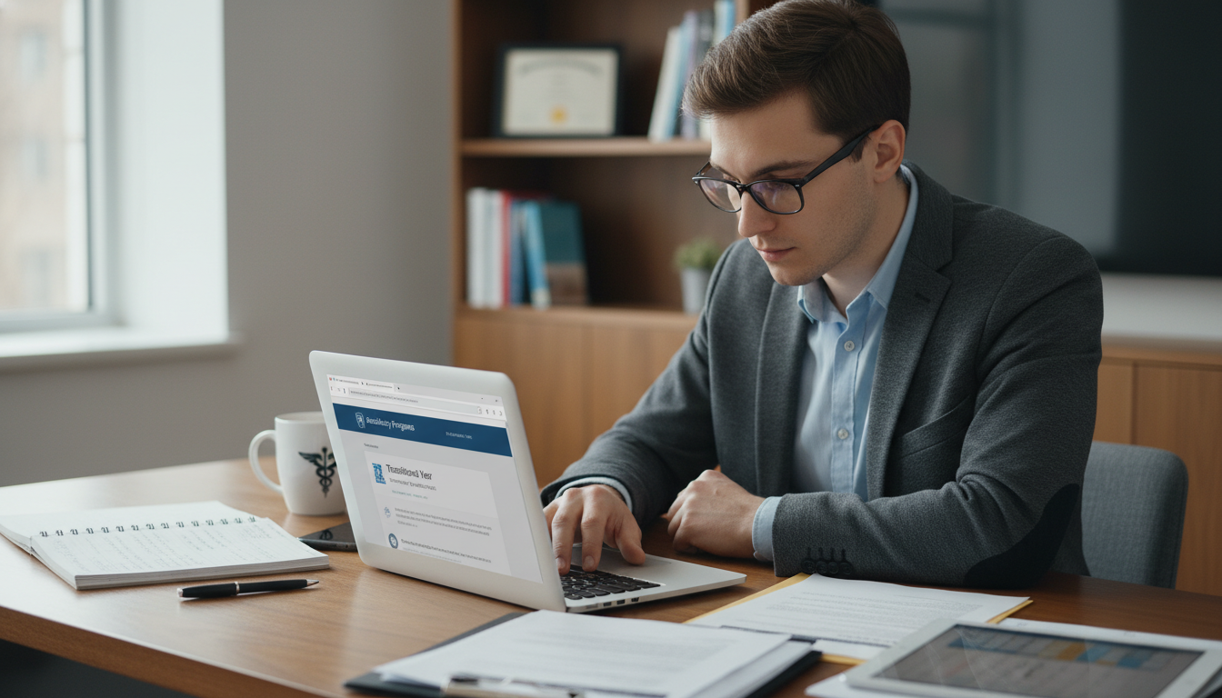 Resident researching transitional year programs online Resident researching transitional year programs online - DO graduate residency for Pre-Interview Preparation for DO Graduate