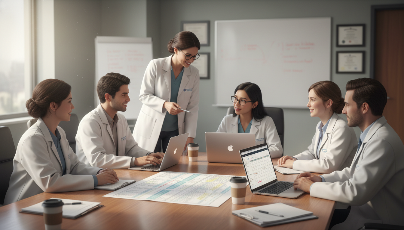 Transitional year DO residents discussing program culture and schedules - DO graduate residency for Questions to Ask Programs