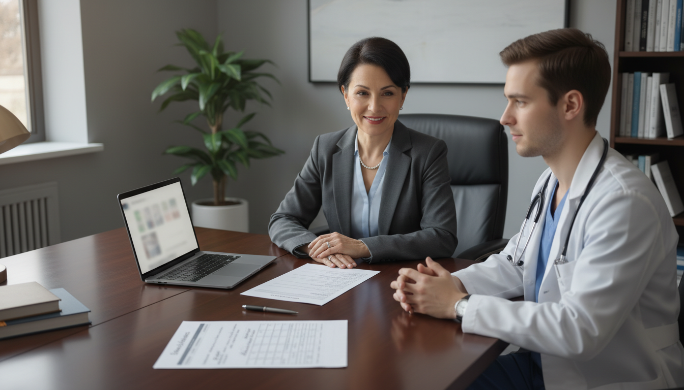Program director and DO resident discussing residency goals during interview - DO graduate residency for Questions to Ask Pro