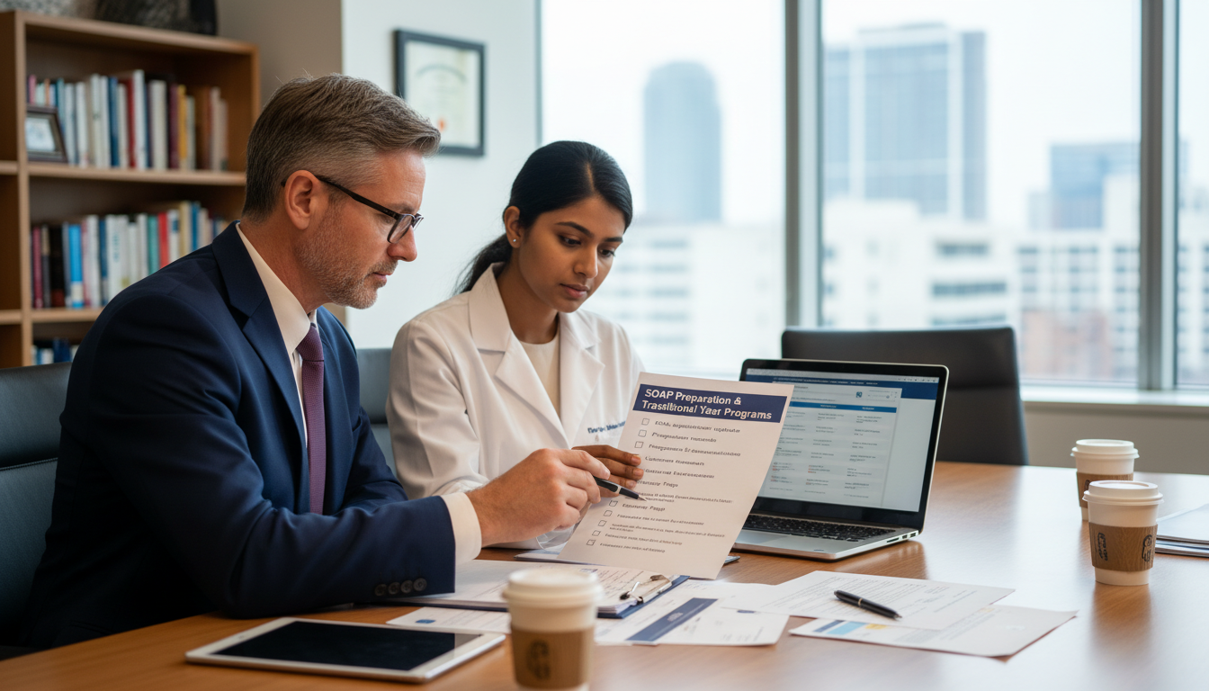 Residency advisor coaching DO graduate on SOAP and Transitional Year strategy - DO graduate residency for SOAP Preparation fo