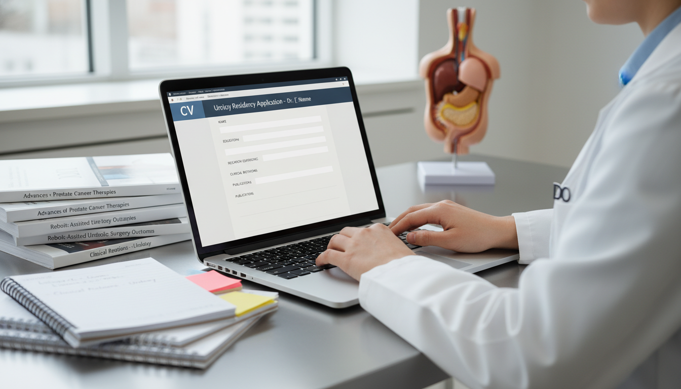 Medical student organizing urology research and clinical experiences on a laptop CV template Medical student organizing urology research and clinical experiences on a laptop CV template - DO graduate residency for CV B