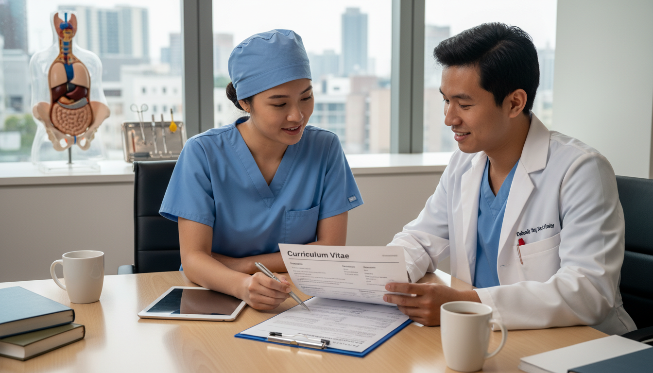 Urology resident and medical student discussing a CV and surgical experience Urology resident and medical student discussing a CV and surgical experience - DO graduate residency for CV Building for DO G