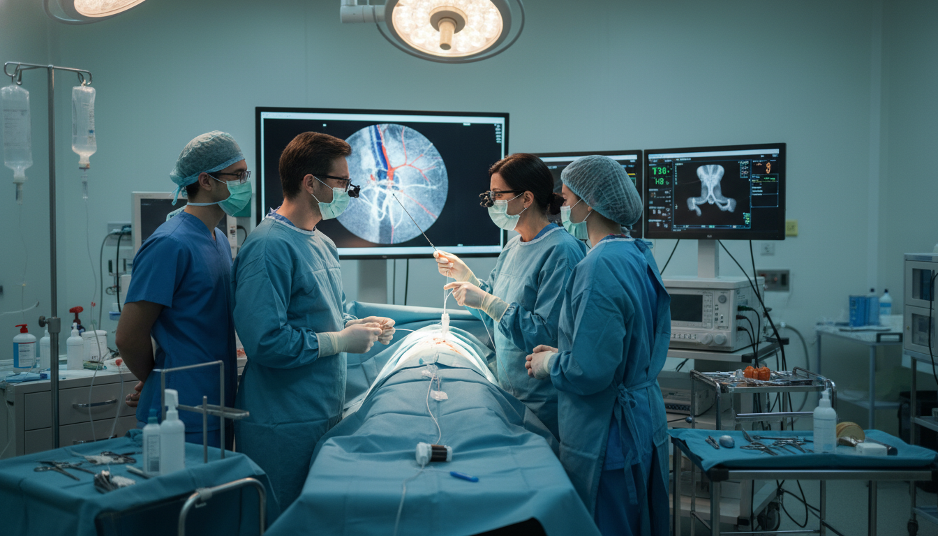 Vascular surgeon teaching residents in an academic operating room Vascular surgeon teaching residents in an academic operating room - DO graduate residency for Academic vs Private Practice fo