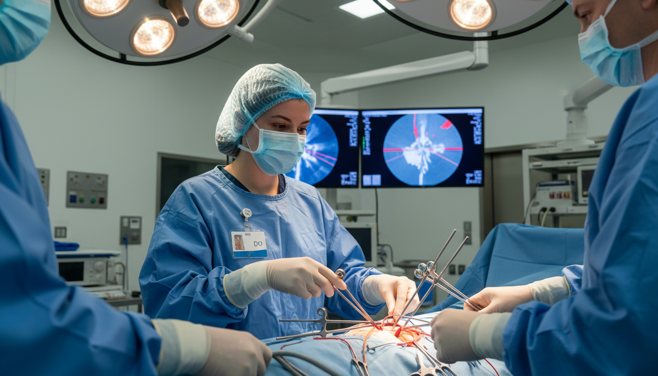 General surgery resident in the operating room with vascular focus General surgery resident in the operating room with vascular focus - DO graduate residency for Backup Specialty Planning for