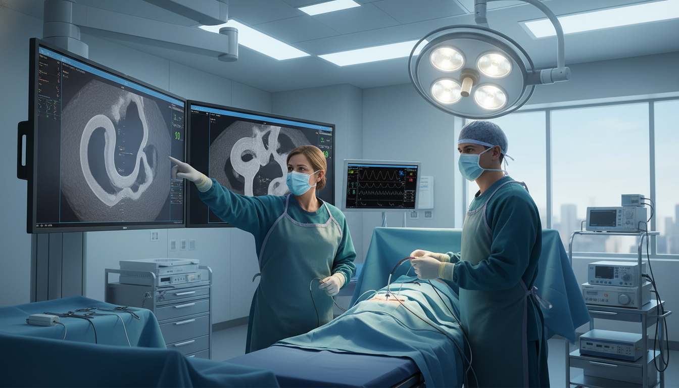 Vascular surgery resident performing endovascular procedure under supervision - DO graduate residency for Case Volume Evaluat