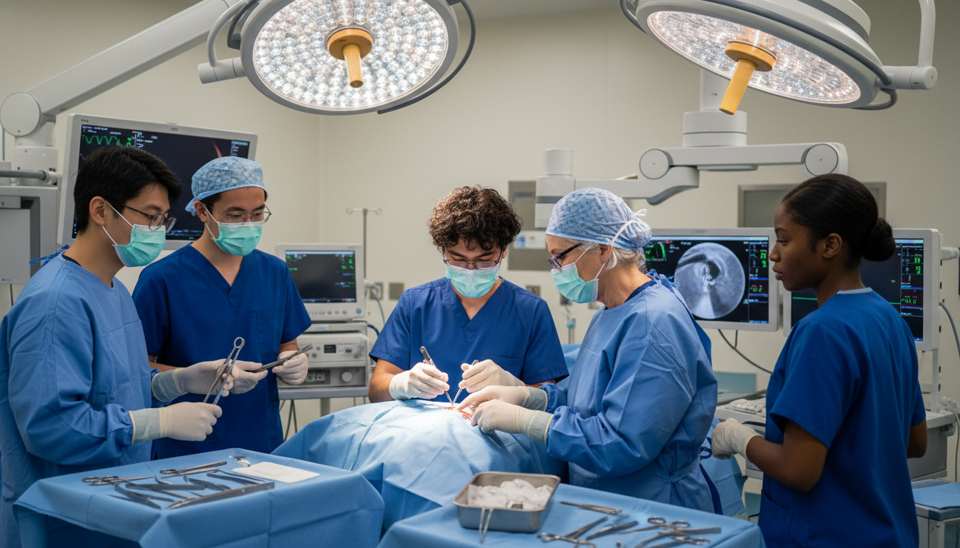 Vascular surgery team mentoring DO resident in the operating room - DO graduate residency for Program Selection Strategy for