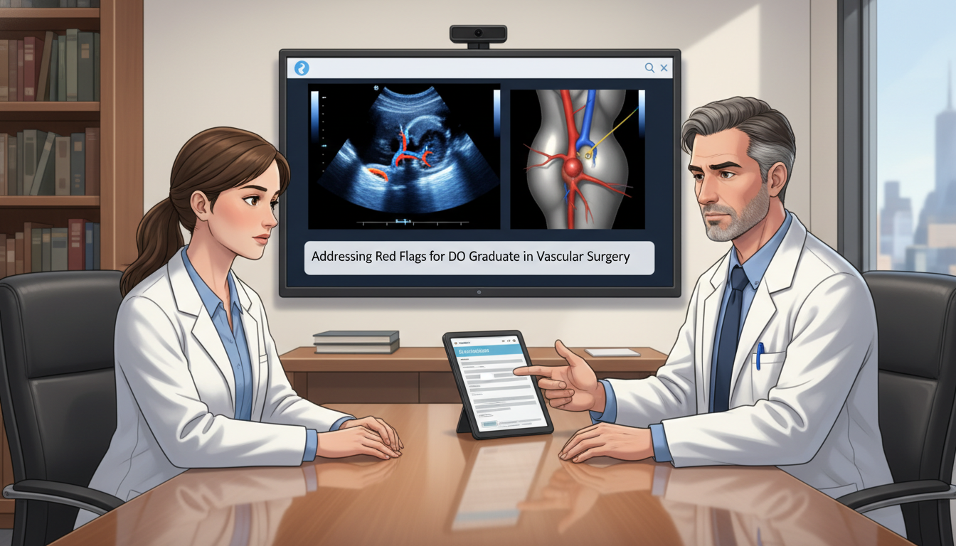 Vascular surgery attending discussing red flags with resident Vascular surgery attending discussing red flags with resident - DO graduate residency for Addressing Red Flags for DO Graduat
