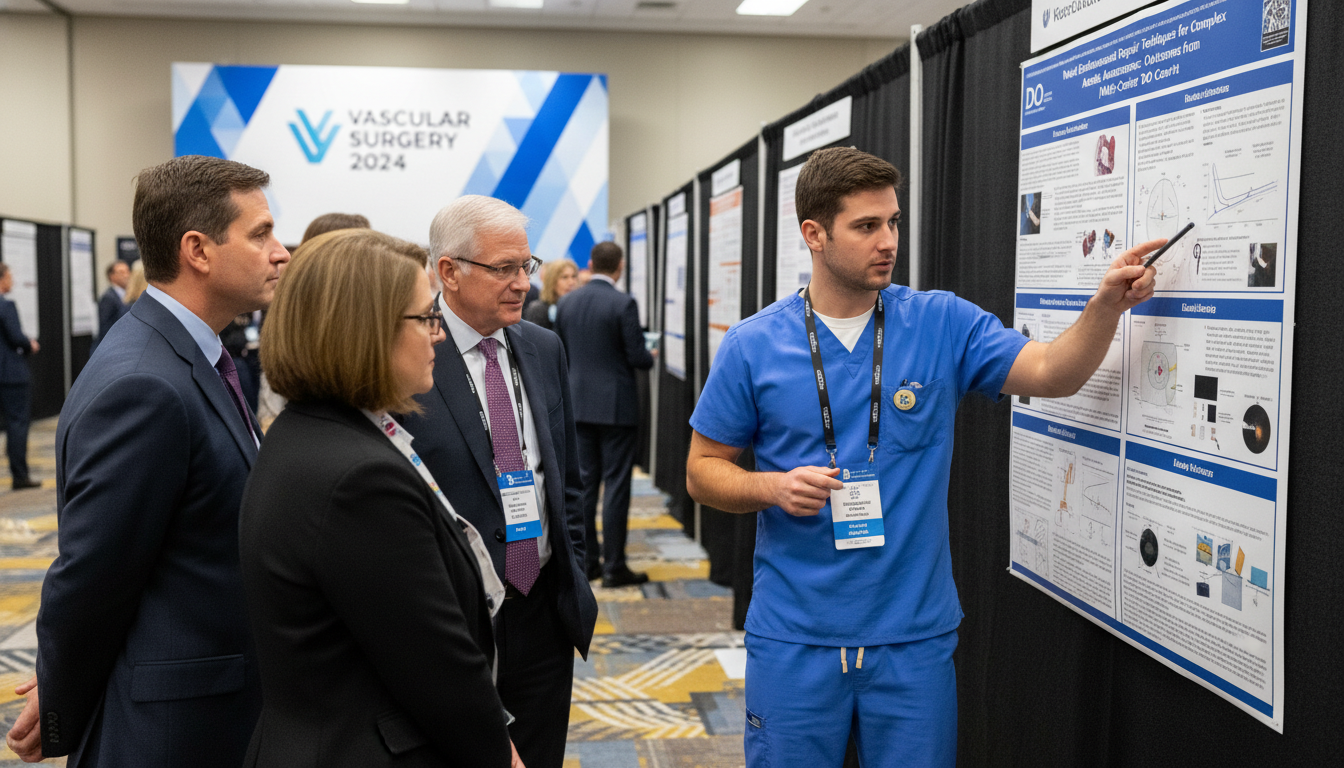 Vascular surgery resident presenting research at a national conference Vascular surgery resident presenting research at a national conference - DO graduate residency for Research During Residency