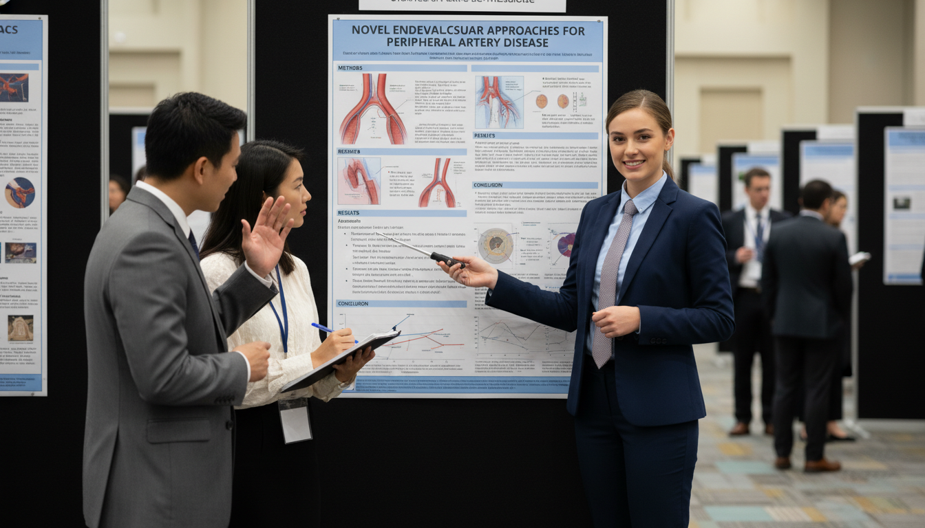 DO vascular surgery applicant presenting research poster DO vascular surgery applicant presenting research poster - DO graduate residency for Research Profile Building for DO Graduat