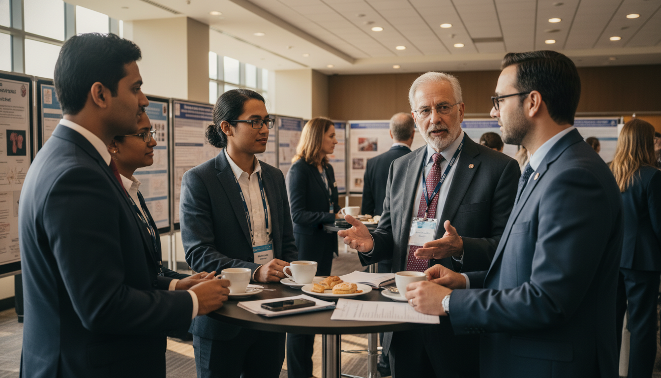 International medical graduates networking at an addiction medicine conference - IMG residency guide for Networking in Medici