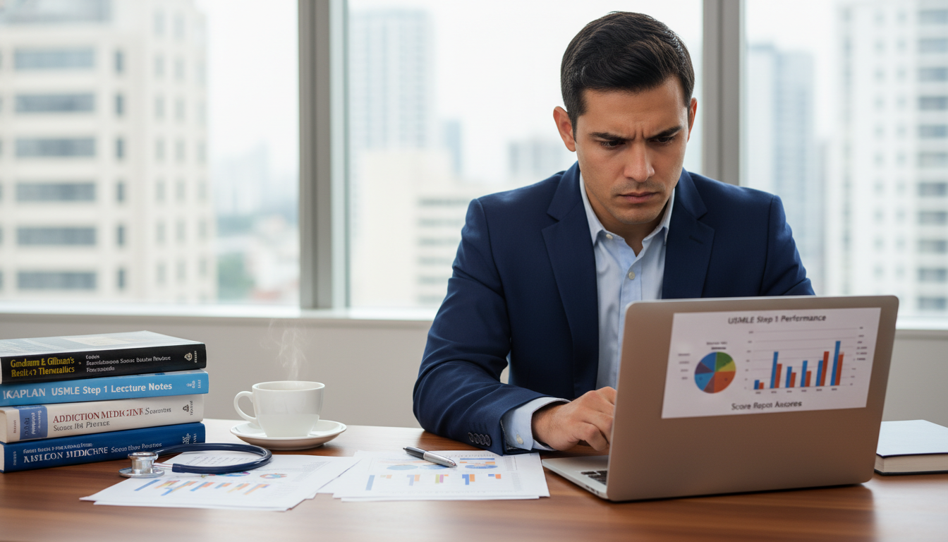 International medical graduate reviewing Step score performance charts - IMG residency guide for Step Score Strategy for Inte