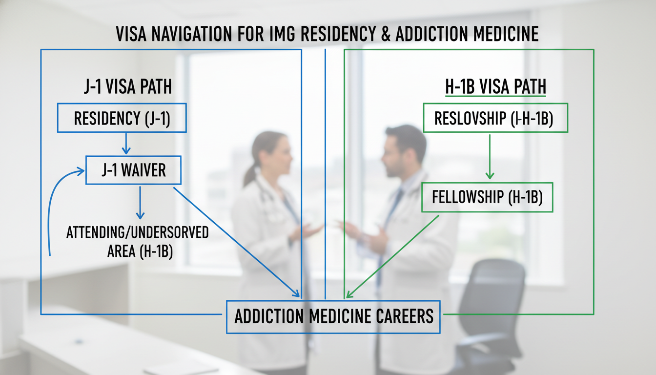 Flowchart of J-1 versus H-1B visa options for IMG entering US residency Flowchart of J-1 versus H-1B visa options for IMG entering US residency - IMG residency guide for Visa Navigation for Residen