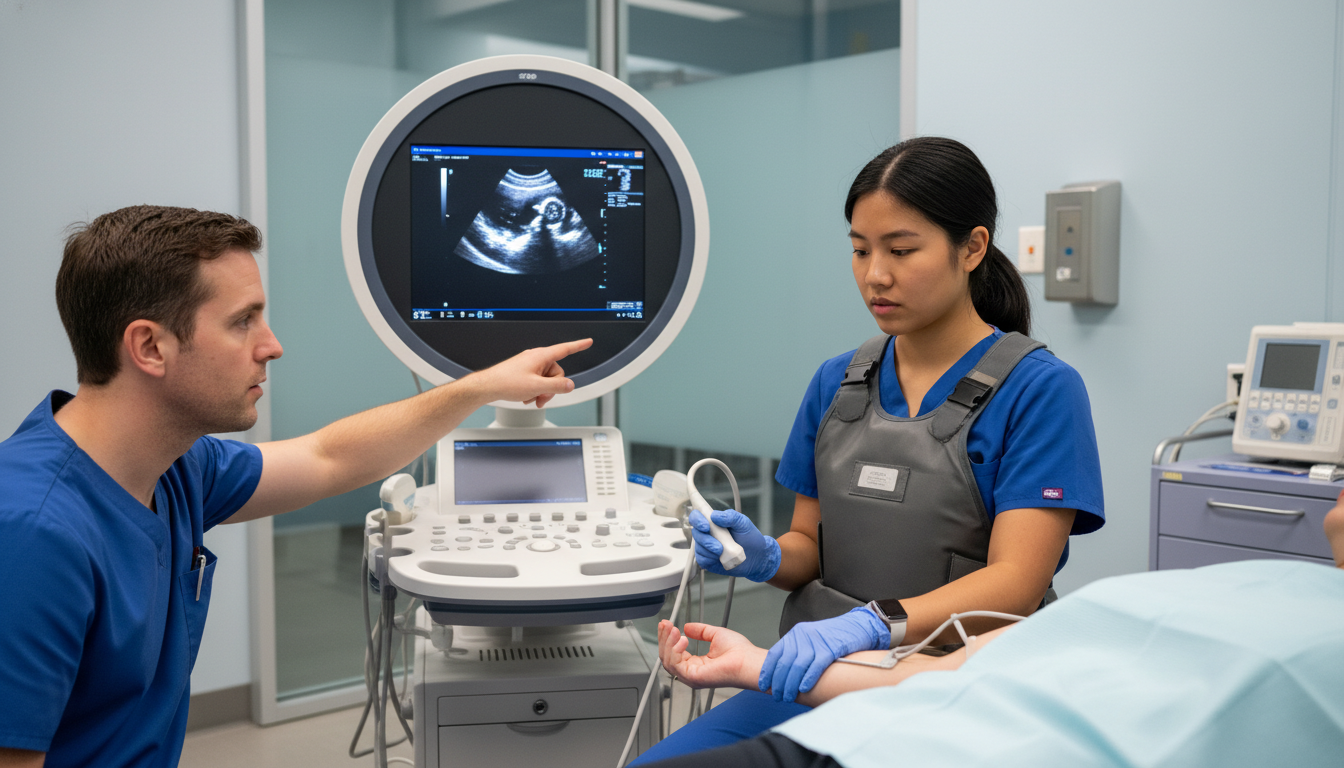 Anesthesiology fellow performing a regional block under ultrasound guidance Anesthesiology fellow performing a regional block under ultrasound guidance - IMG residency guide for Fellowship Preparation