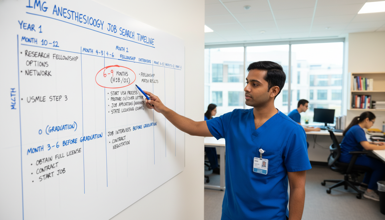 Timeline planning for anesthesiology IMG job search during residency Timeline planning for anesthesiology IMG job search during residency - IMG residency guide for Job Search Timing for Internat