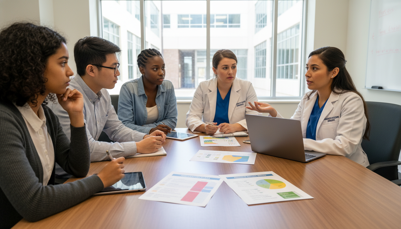 Residency interview group discussing program culture Residency interview group discussing program culture - IMG residency guide for Identifying Malignant Programs for Internation