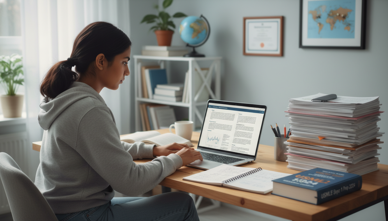 IMG anesthesiology applicant working remotely on research manuscripts - IMG residency guide for Research Profile Building for