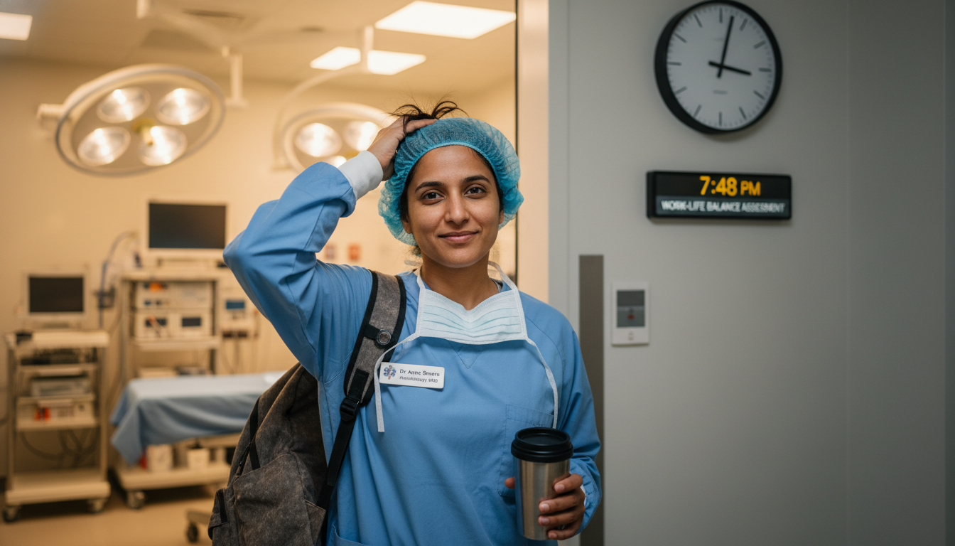Anesthesiology resident ending a long day in the operating room Anesthesiology resident ending a long day in the operating room - IMG residency guide for Work-Life Balance Assessment for In