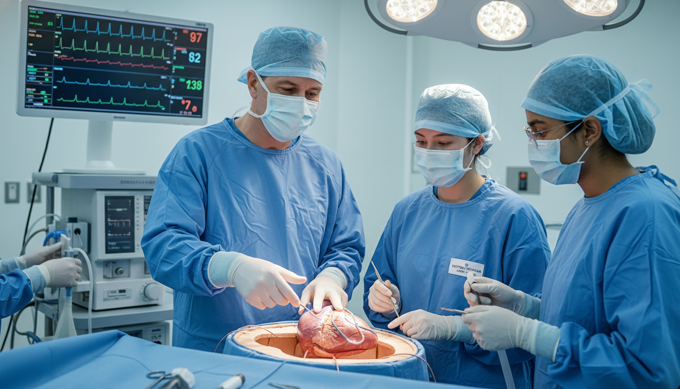 Cardiothoracic surgery team working with an international visiting student in the operating room Cardiothoracic surgery team working with an international visiting student in the operating room - IMG residency guide for Aw