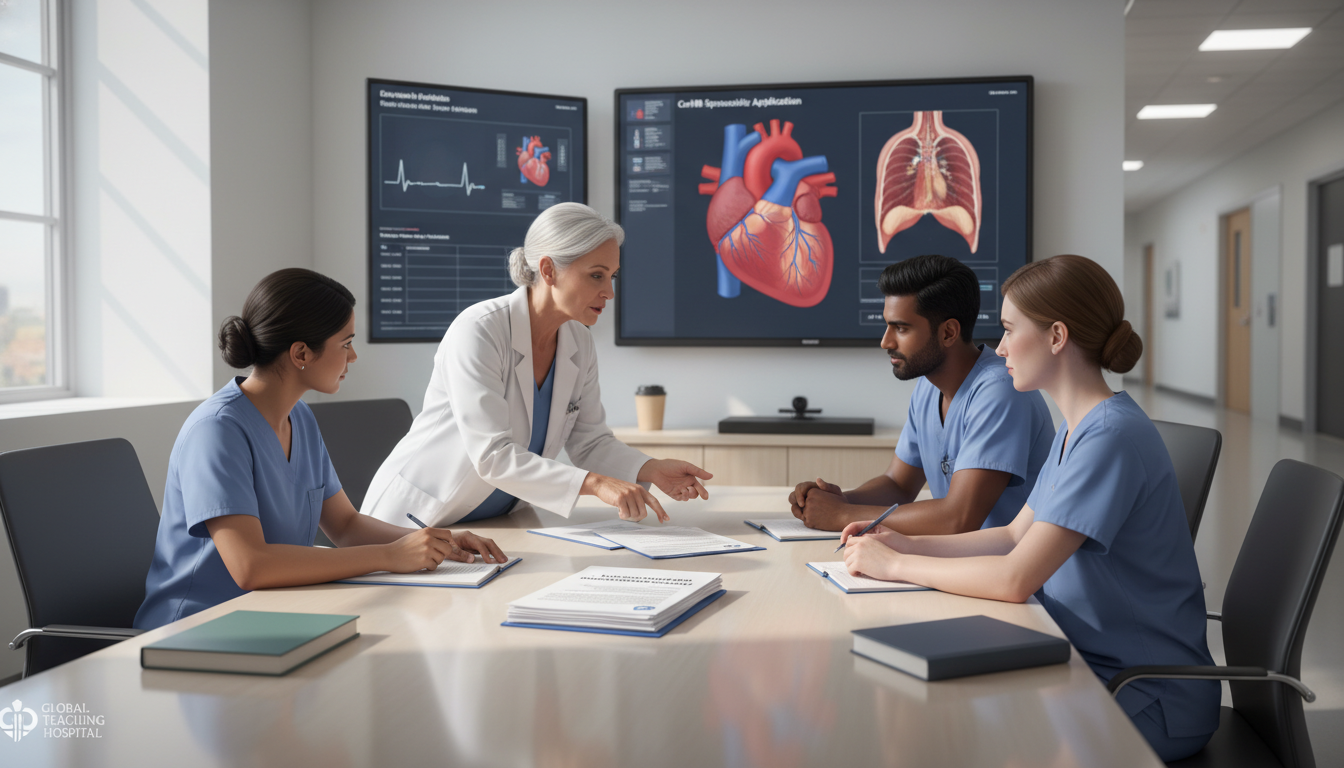 Cardiothoracic surgery residents discussing visa options with program director Cardiothoracic surgery residents discussing visa options with program director - IMG residency guide for H-1B Sponsorship Pro