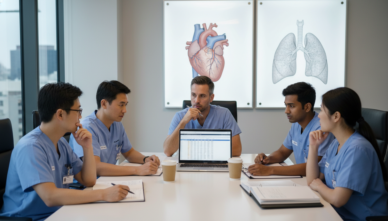 Residents in cardiothoracic surgery program discussing workload and supervision Residents in cardiothoracic surgery program discussing workload and supervision - IMG residency guide for Identifying Maligna