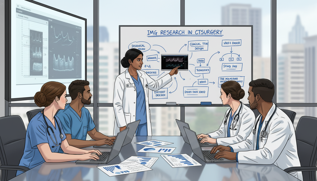 Cardiothoracic surgery resident team reviewing research data - IMG residency guide for Research During Residency for Internat