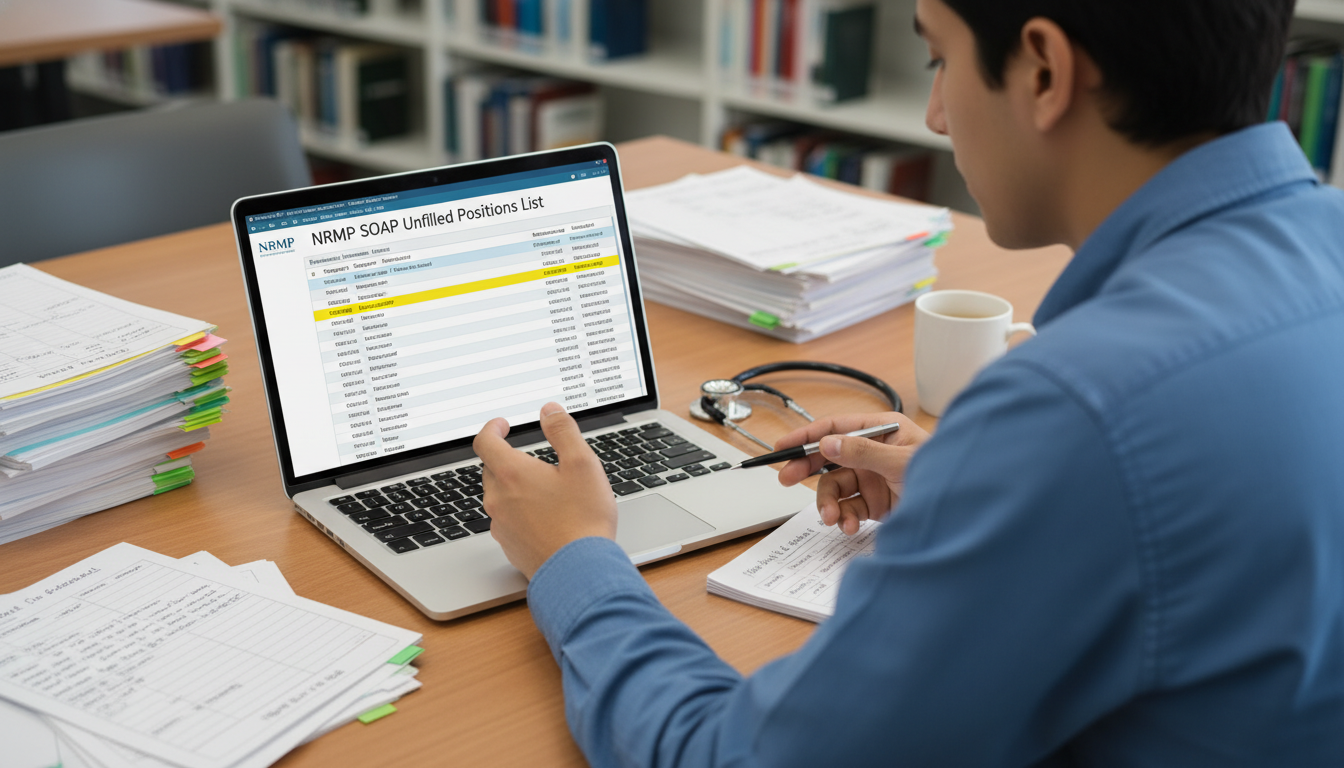 IMG reviewing SOAP unfilled positions list for surgery and transitional programs - IMG residency guide for SOAP Preparation f