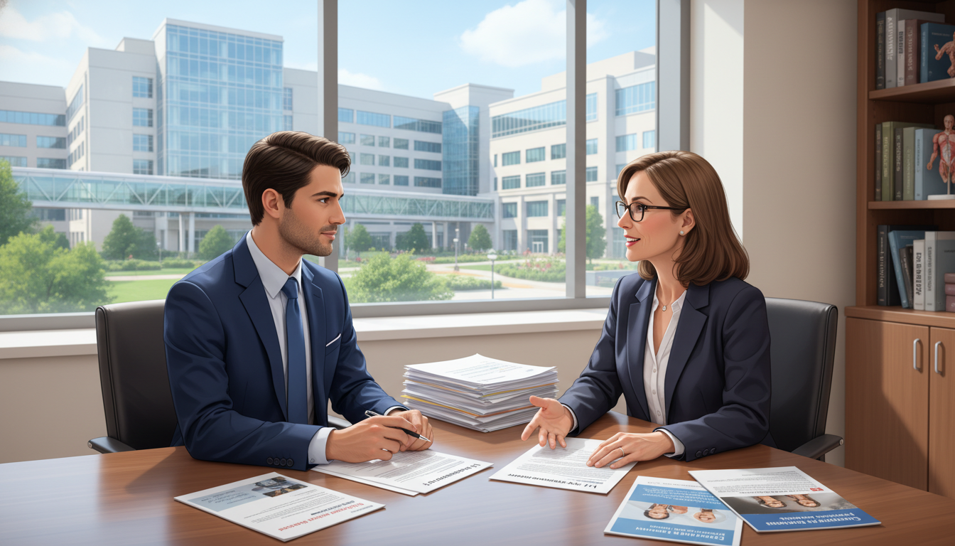 International medical graduate discussing residency visa options with program coordinator International medical graduate discussing residency visa options with program coordinator - IMG residency guide for Visa Navi