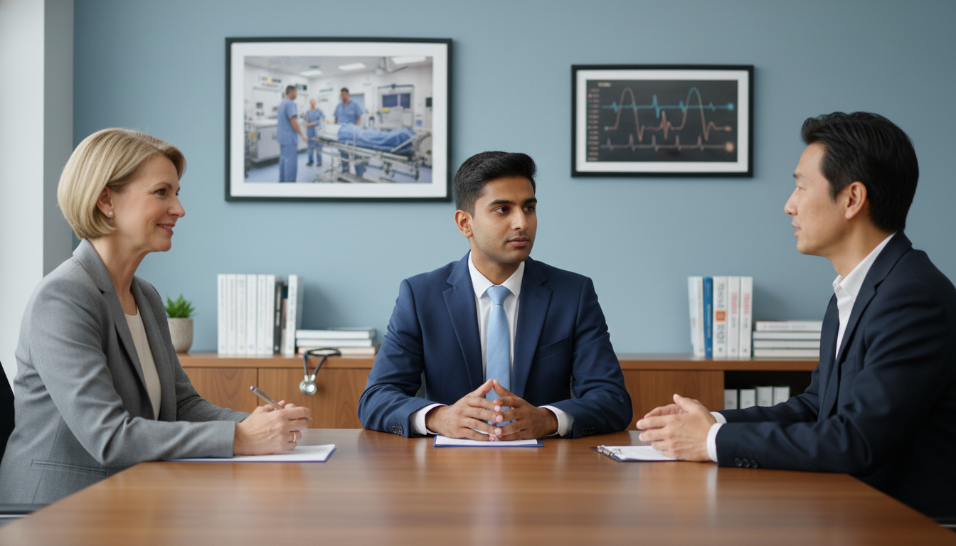 Resident discussing behavioral interview experiences during a residency interview - IMG residency guide for Common Interview