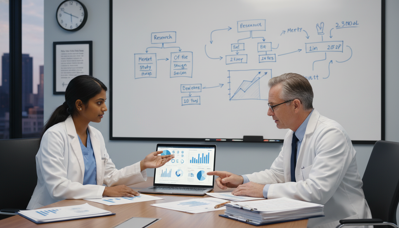 Emergency Medicine-Internal Medicine resident meeting with research mentor - IMG residency guide for Research During Residenc