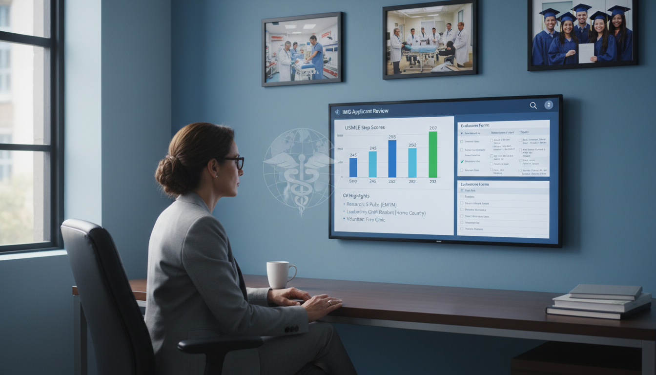 Residency program director reviewing an IMG emergency medicine-internal medicine application - IMG residency guide for Step S