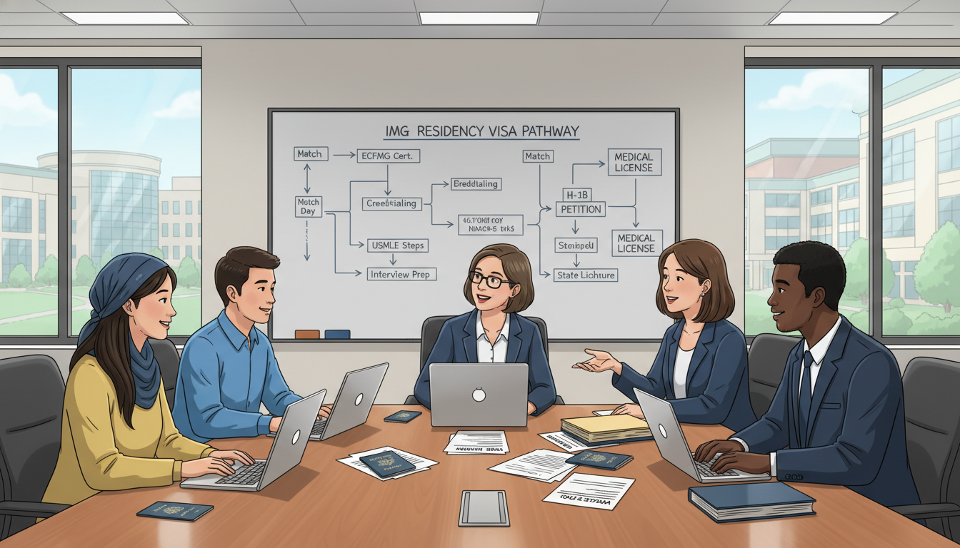 Emergency medicine residents reviewing visa and licensing requirements Emergency medicine residents reviewing visa and licensing requirements - IMG residency guide for H-1B Sponsorship Programs fo
