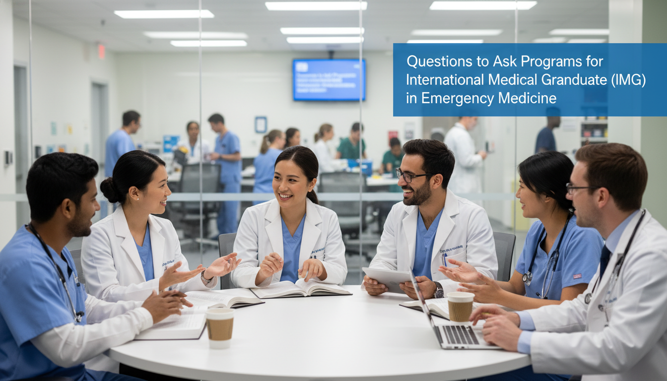 Emergency medicine residents discussing training and program culture Emergency medicine residents discussing training and program culture - IMG residency guide for Questions to Ask Programs for