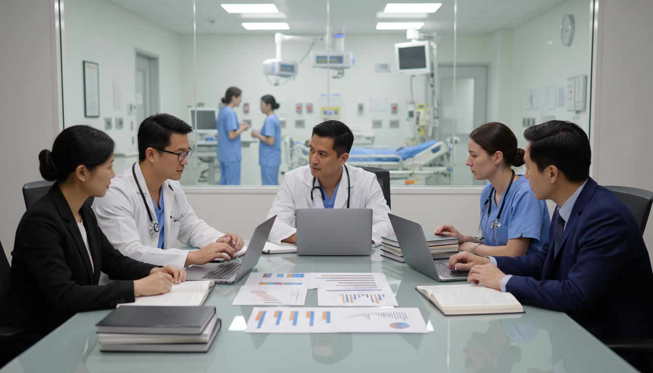 Emergency medicine research team meeting including an international medical graduate - IMG residency guide for Research Profi