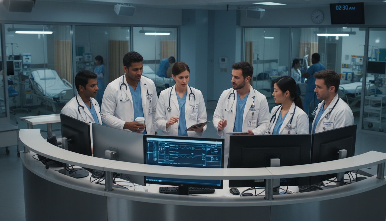 Emergency medicine residents on night shift handoff Emergency medicine residents on night shift handoff - IMG residency guide for Work-Life Balance Assessment for International