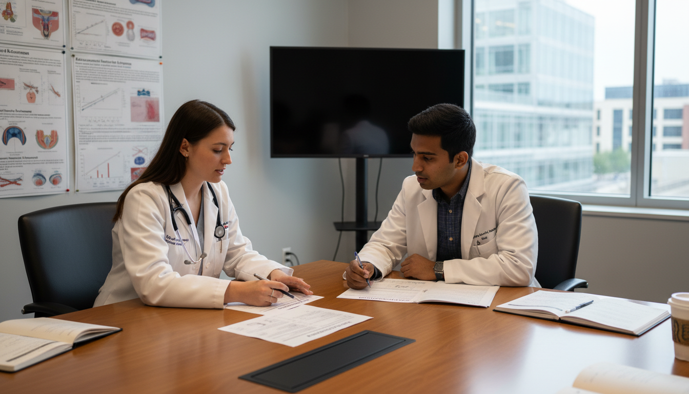 ENT resident and international medical graduate discussing research and CV content ENT resident and international medical graduate discussing research and CV content - IMG residency guide for CV Building for