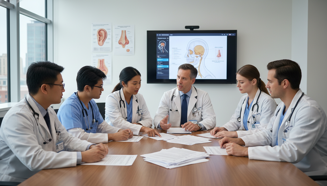 Otolaryngology residents discussing H-1B visa options with program director Otolaryngology residents discussing H-1B visa options with program director - IMG residency guide for H-1B Sponsorship Progra