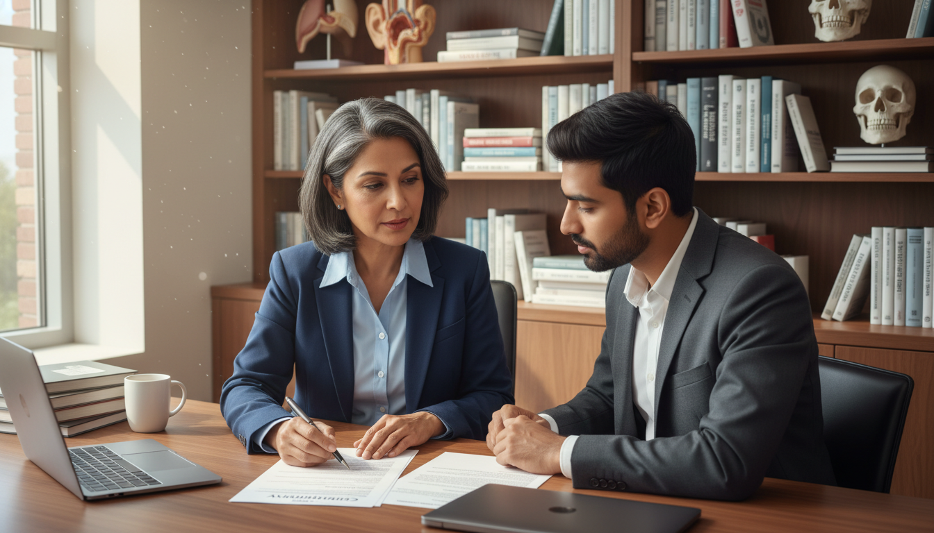 Otolaryngology mentor meeting with IMG mentee in a hospital - IMG residency guide for Networking in Medicine for Internationa