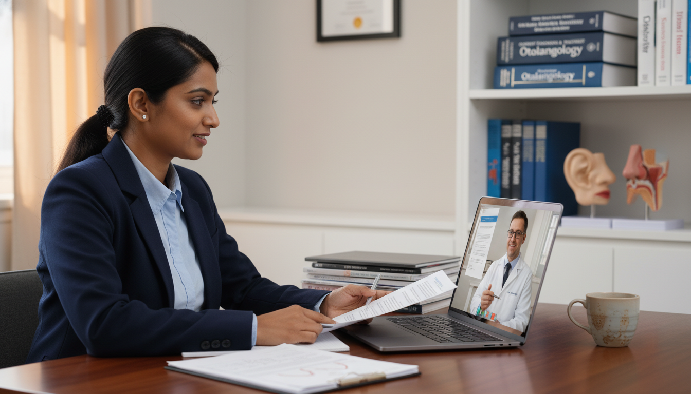 International medical graduate on video call with ENT residency faculty - IMG residency guide for Pre-Match Communication for